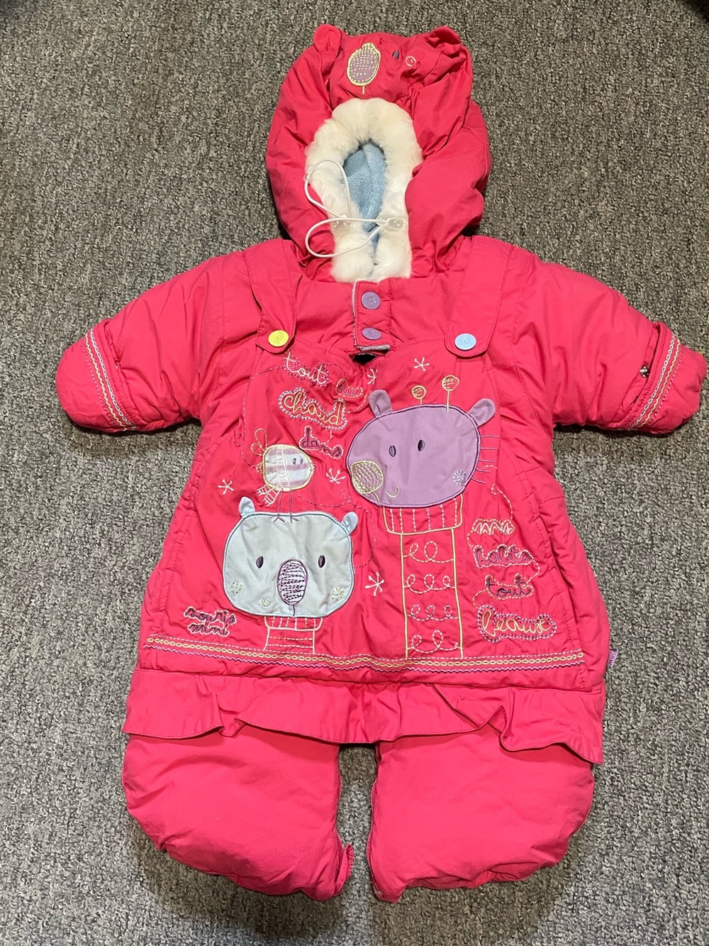 Souris Mini Pink Infant Hooded Snowsuit